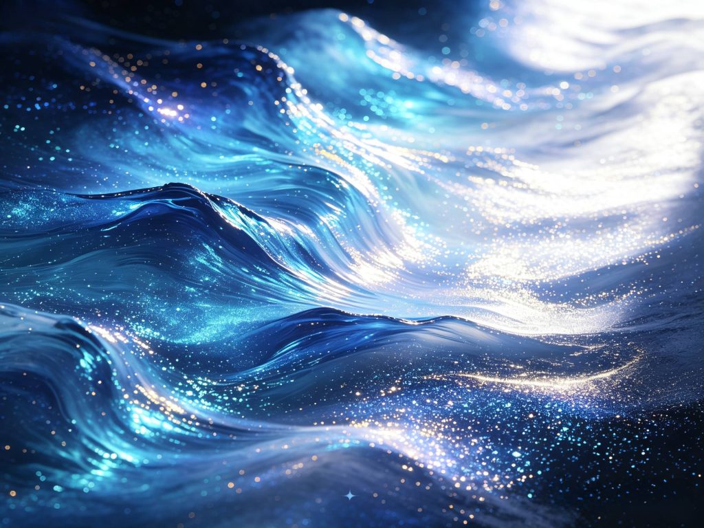 蓝白暗调奇幻珠光抽象光影艺术图
