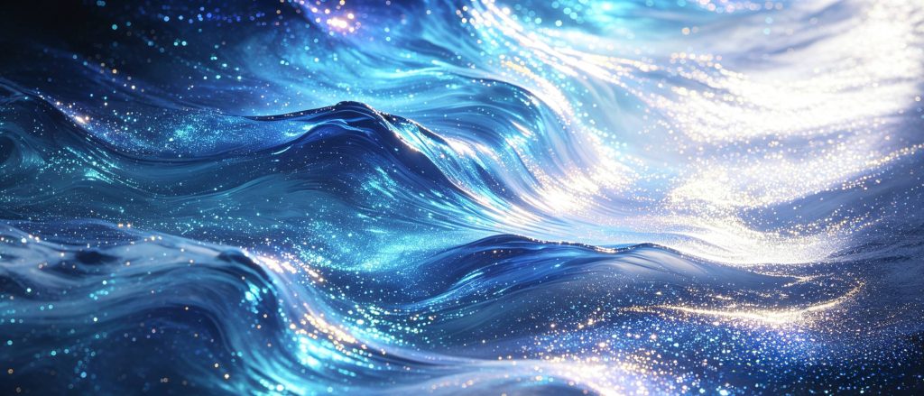 蓝白暗调奇幻珠光抽象光影艺术图