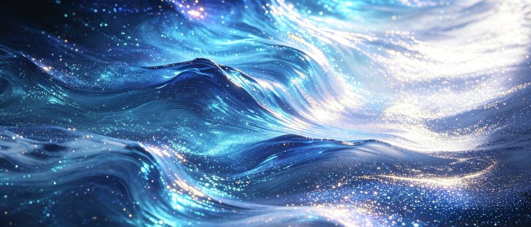 蓝白暗调奇幻珠光抽象光影艺术图