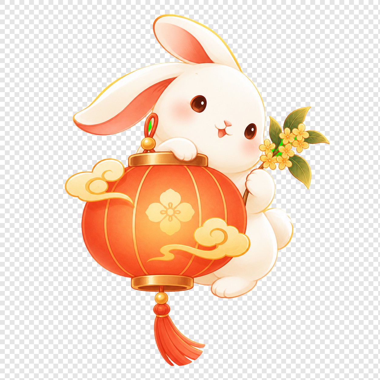 灯笼探月玉兔节日素材