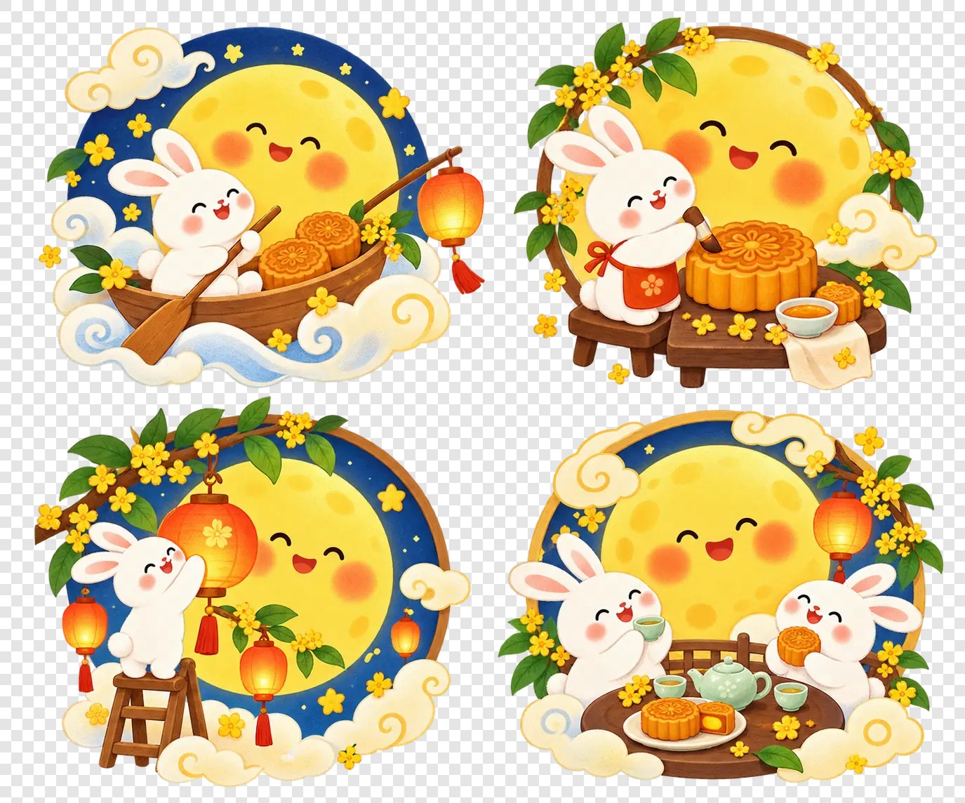 玉兔月饼贴纸套组