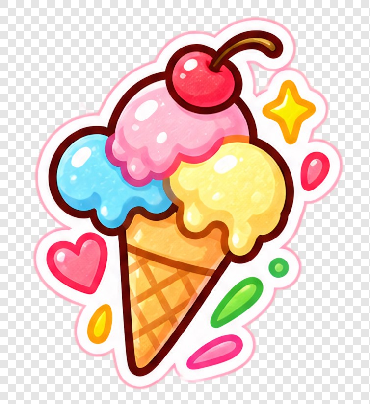 三球冰淇淋贴纸