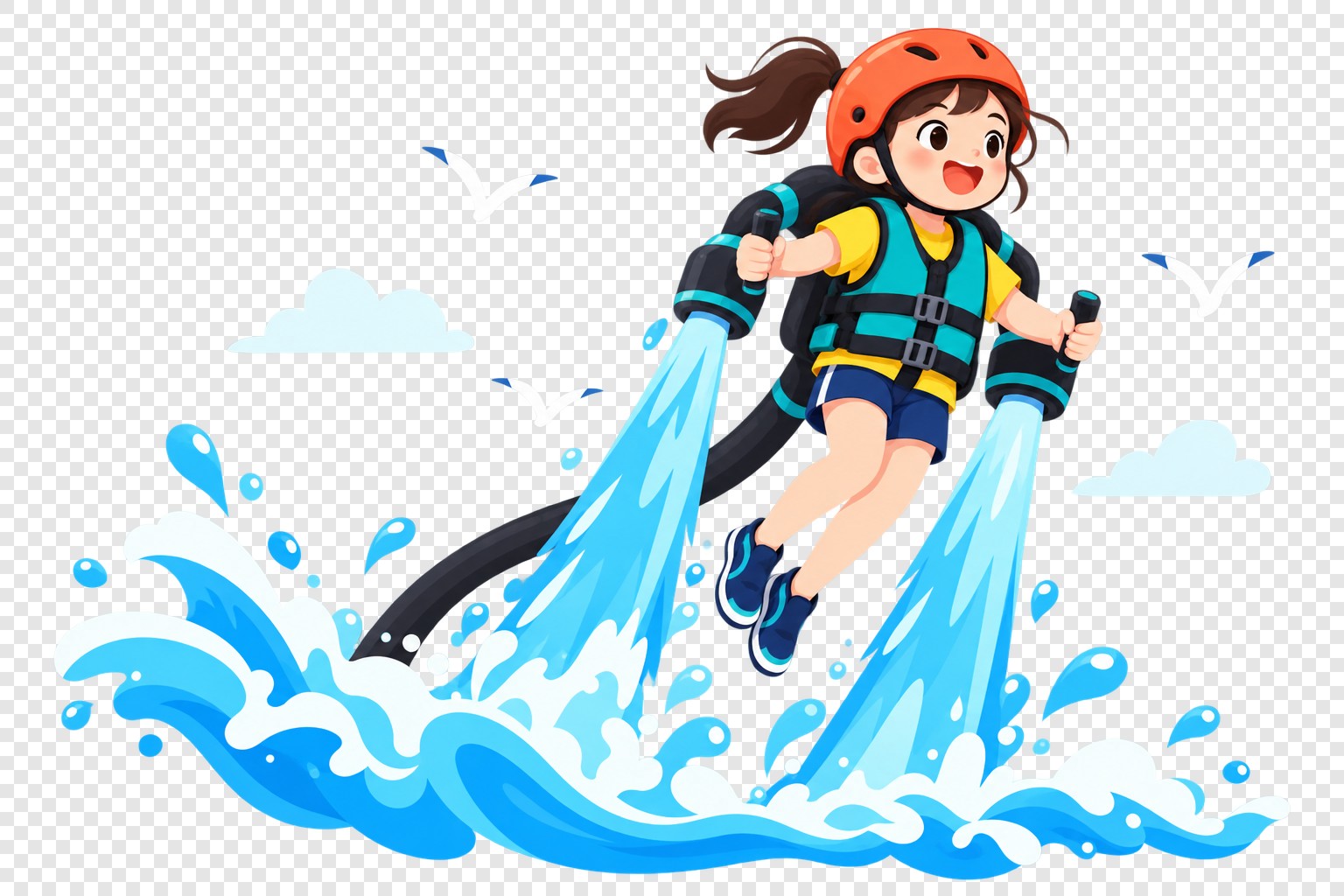儿童海上飞人水上运动插画素材