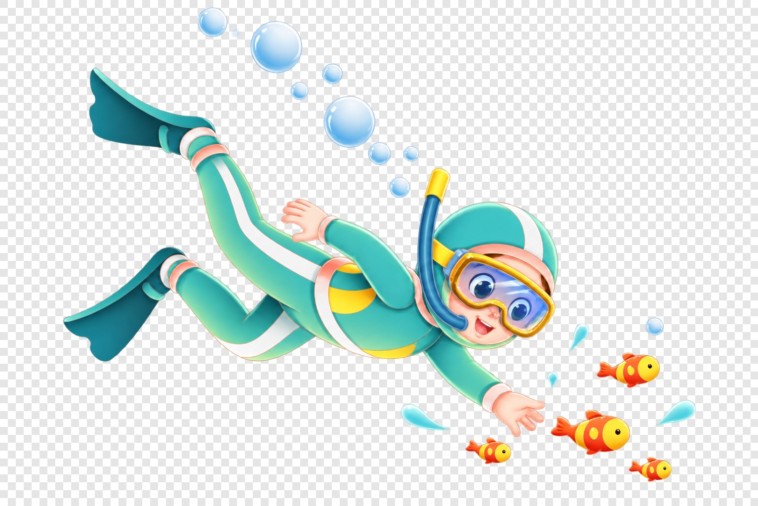 儿童海底潜水探索插画素材
