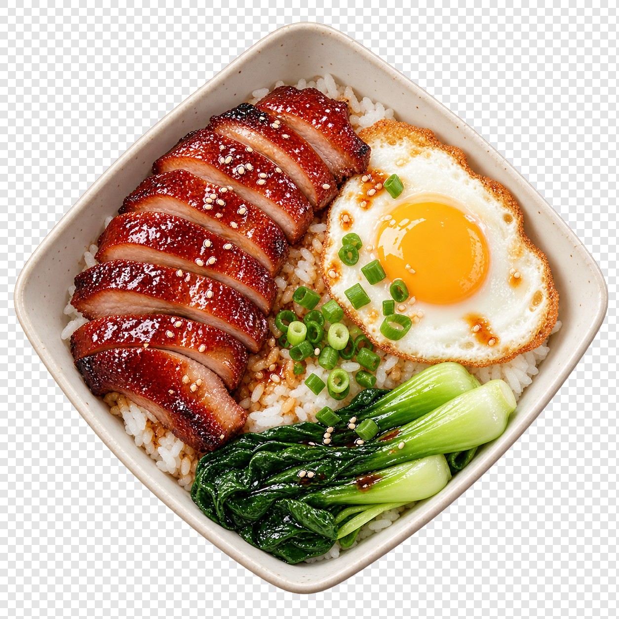 叉烧煎蛋米饭美食摄影素材