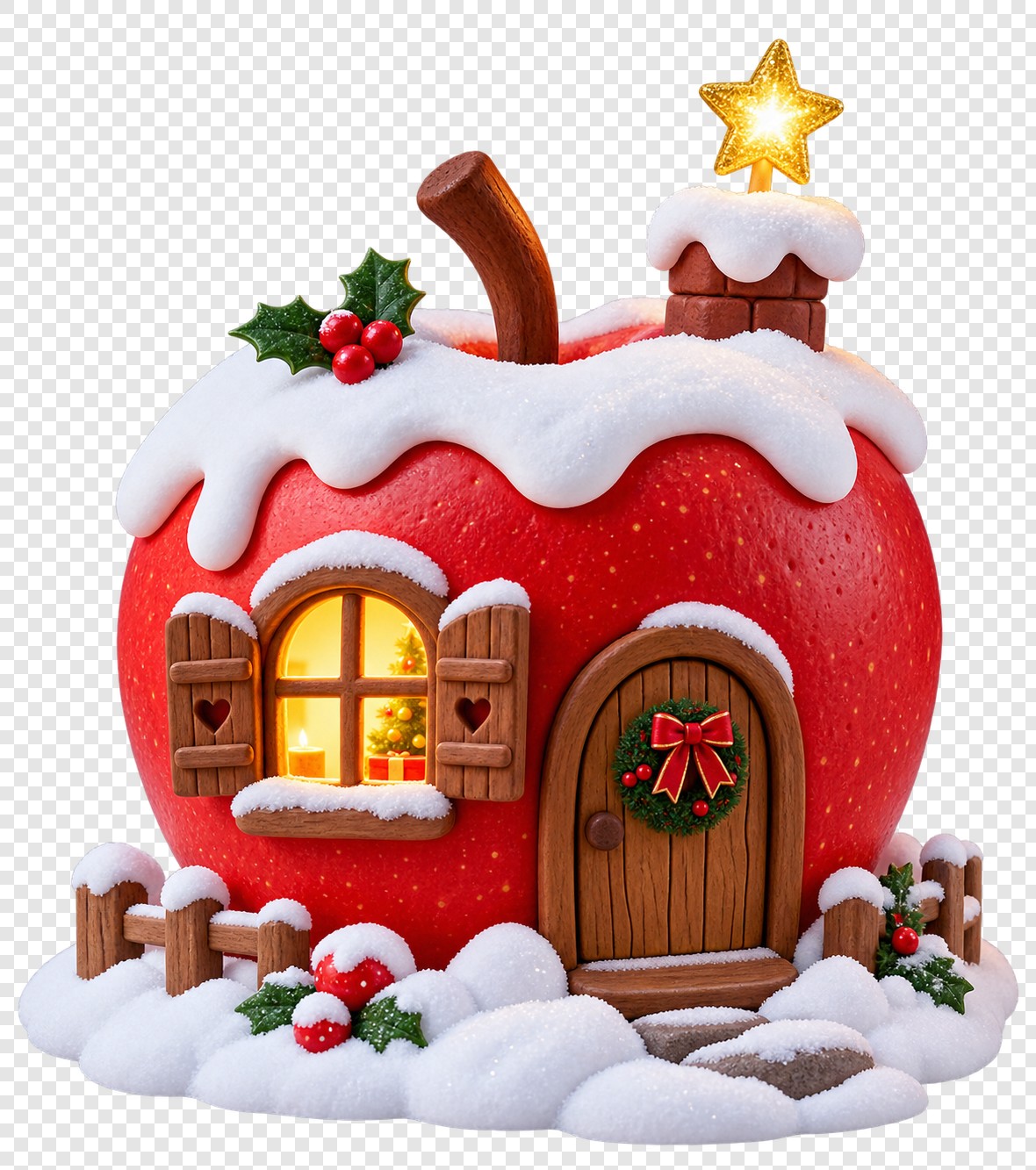圣诞雪顶苹果小屋