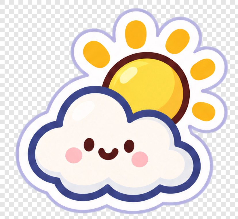 太阳云朵贴纸