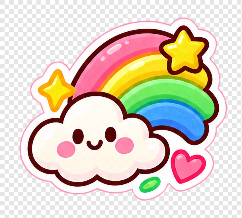 彩虹云朵星星贴纸
