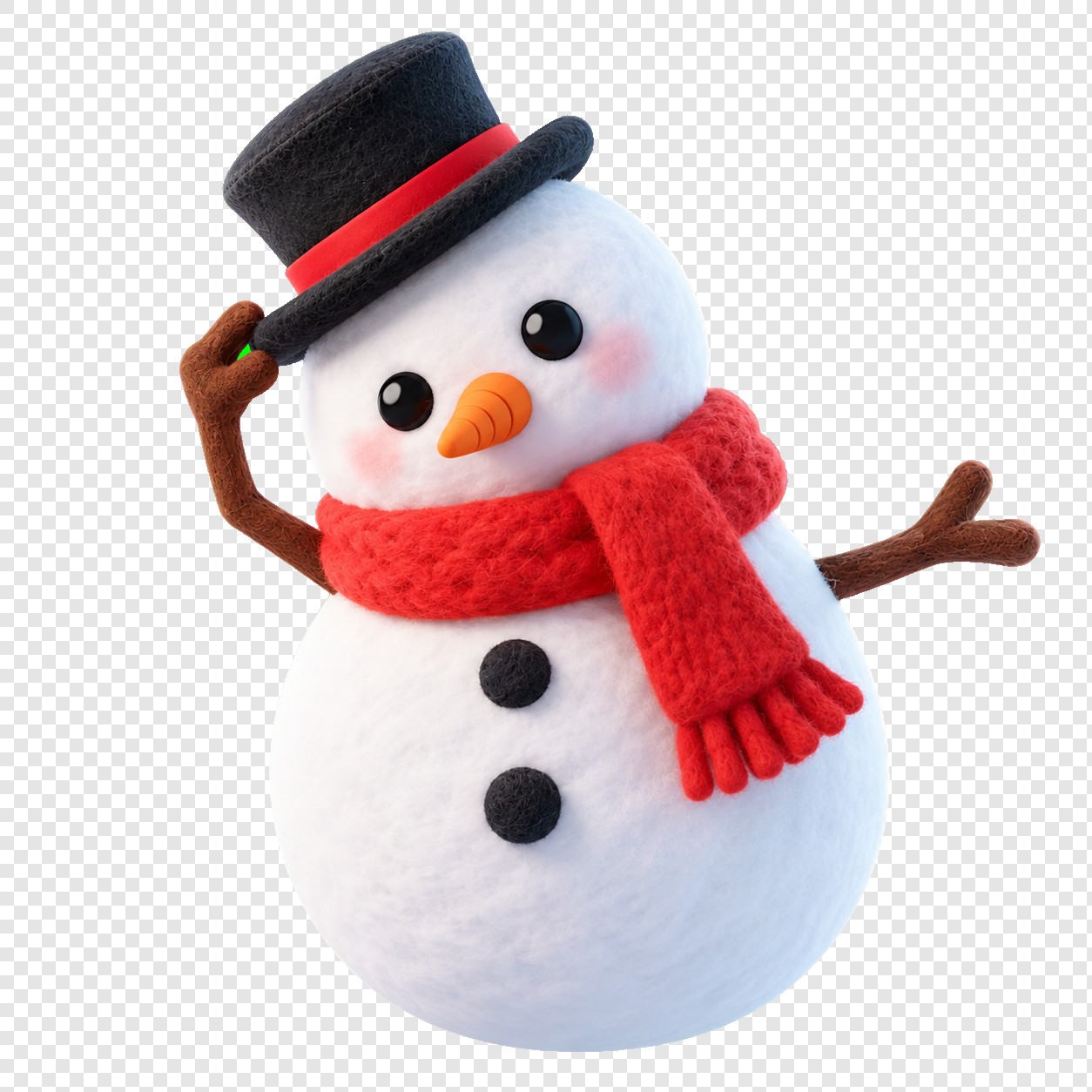扶帽致意红围巾雪人