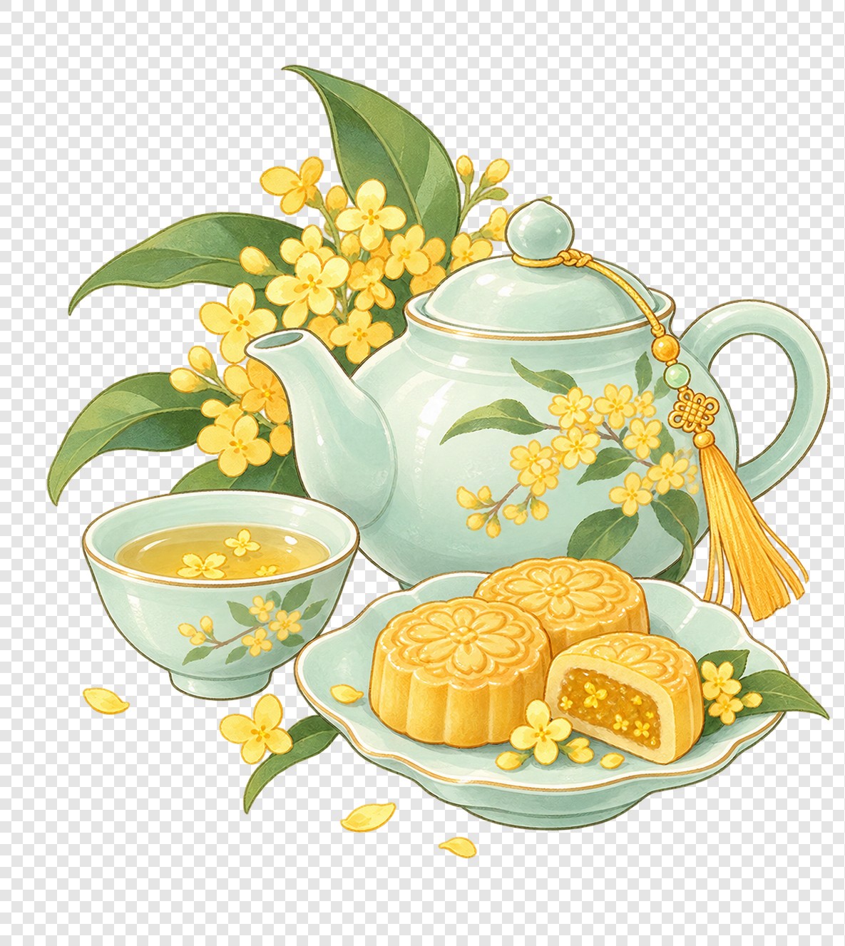 桂花茶月饼茶具