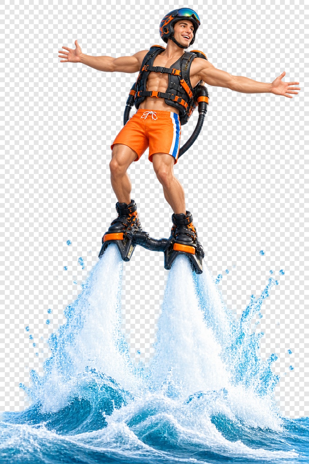 水上飞人喷射运动插画素材