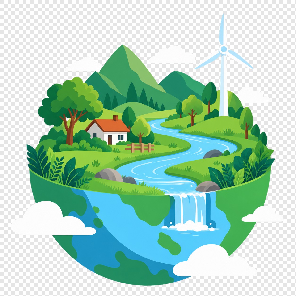 清新生态山水插画