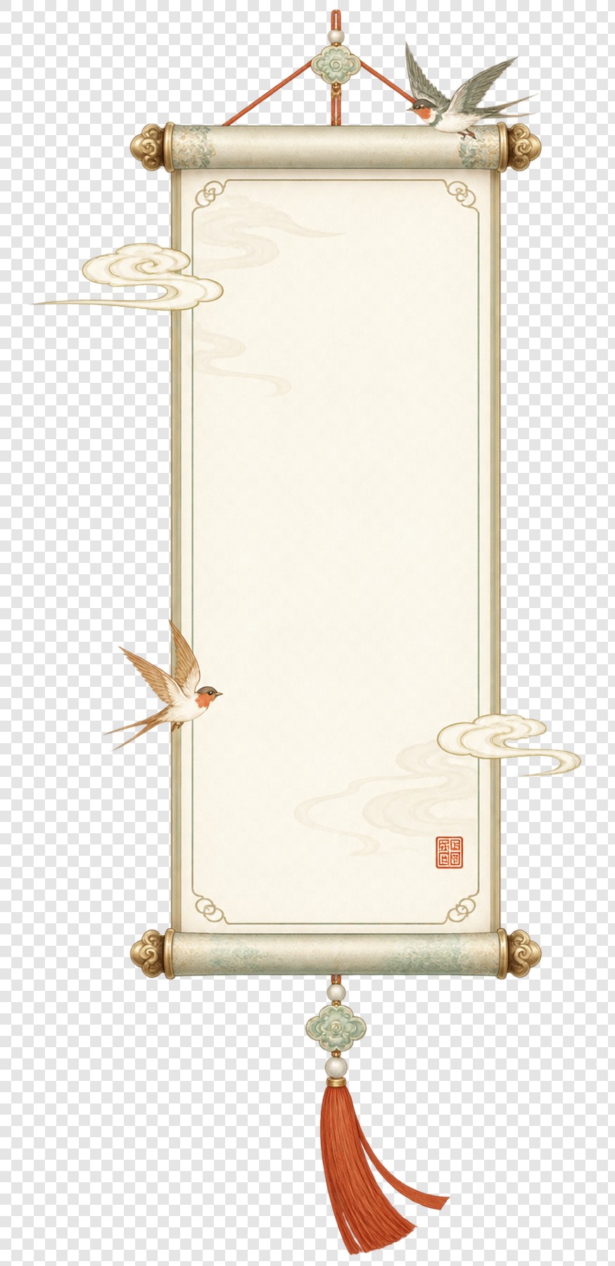 玉色云纹祈福卷轴