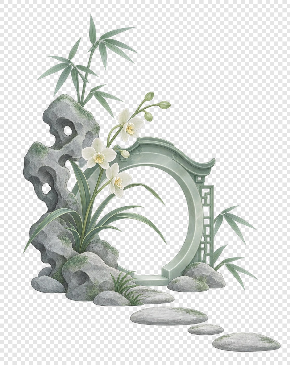 玉色兰石月门