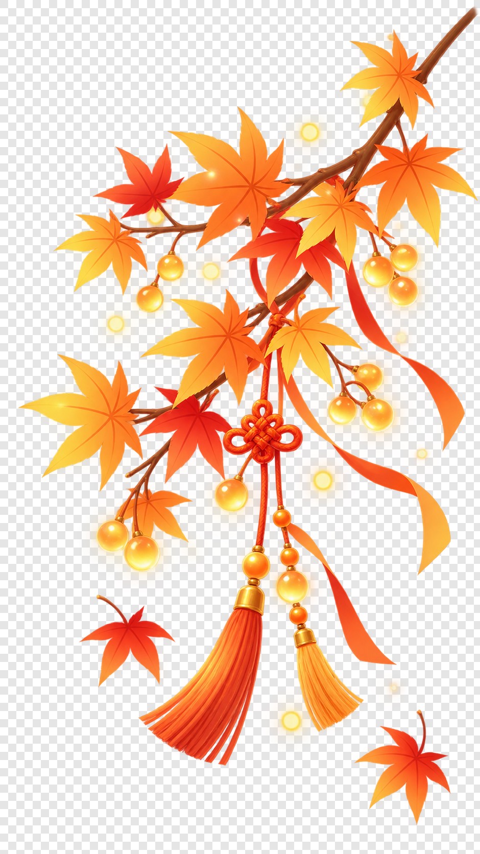 秋日枫叶浆果装饰插画