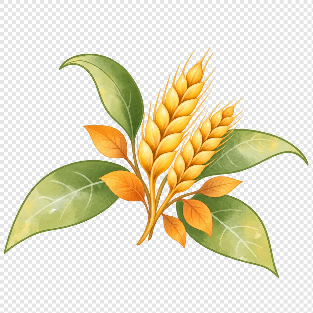 秋日金色麦穗枝条插画