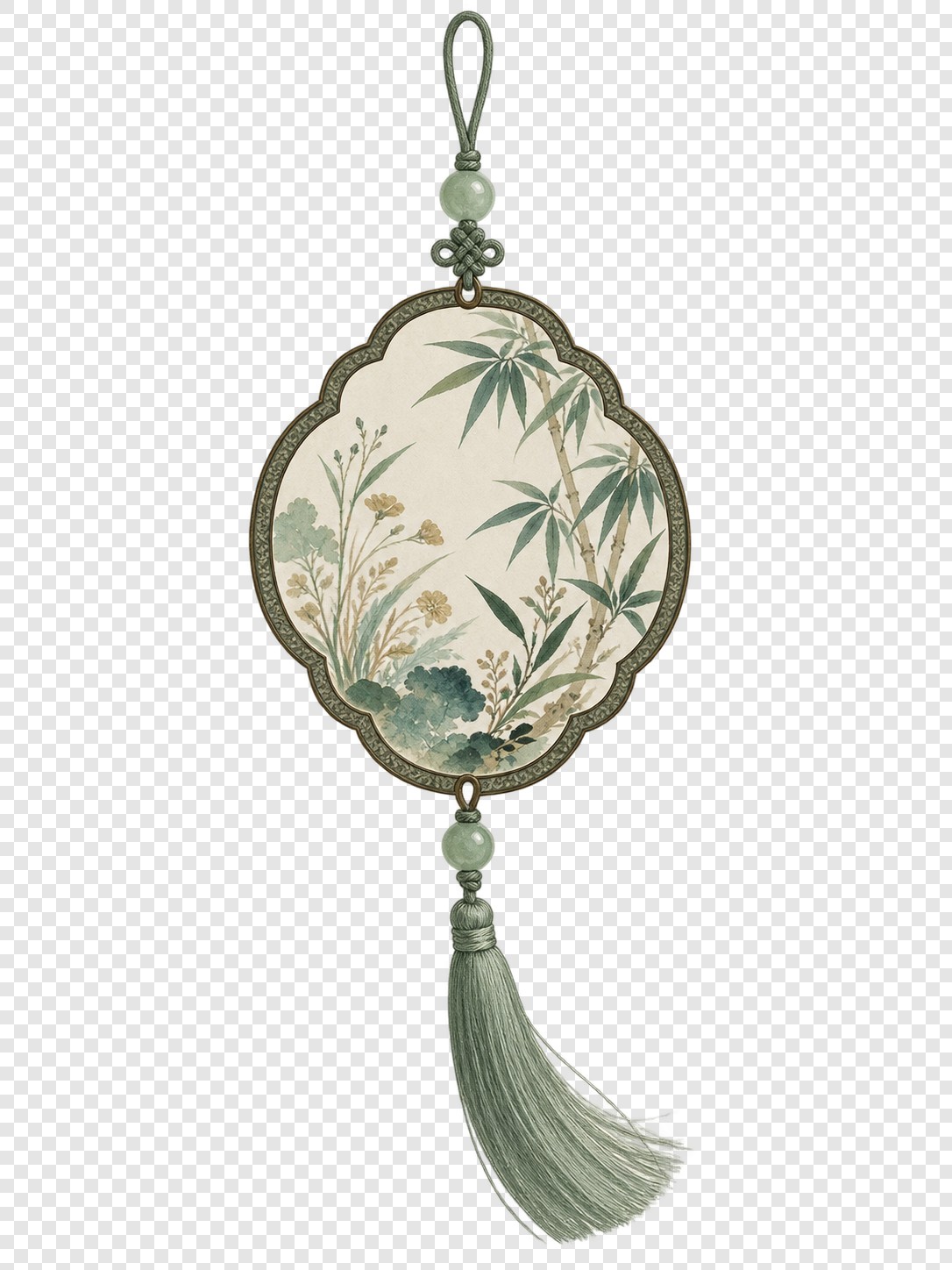 竹影花草挂屏