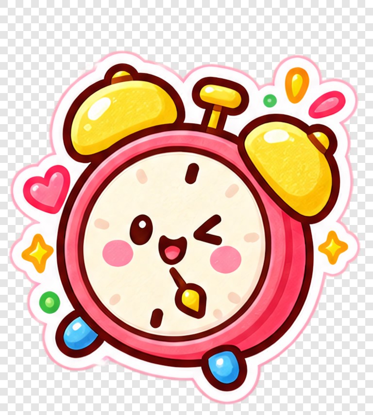 粉色闹钟贴纸