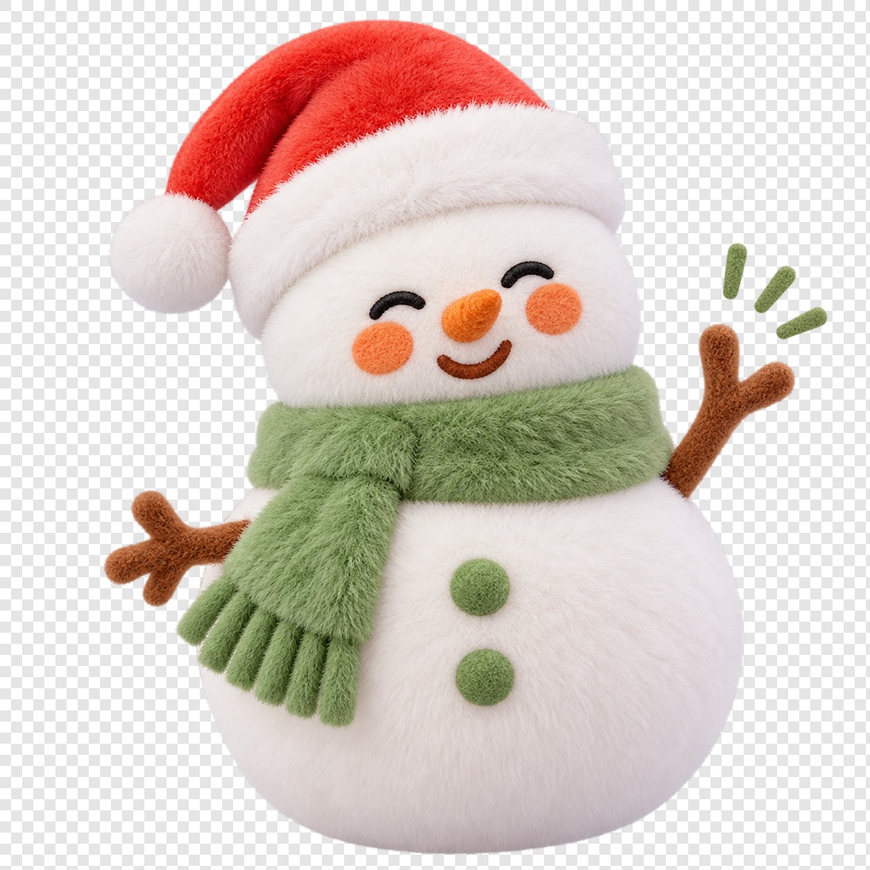 绿围巾挥手毛绒雪人
