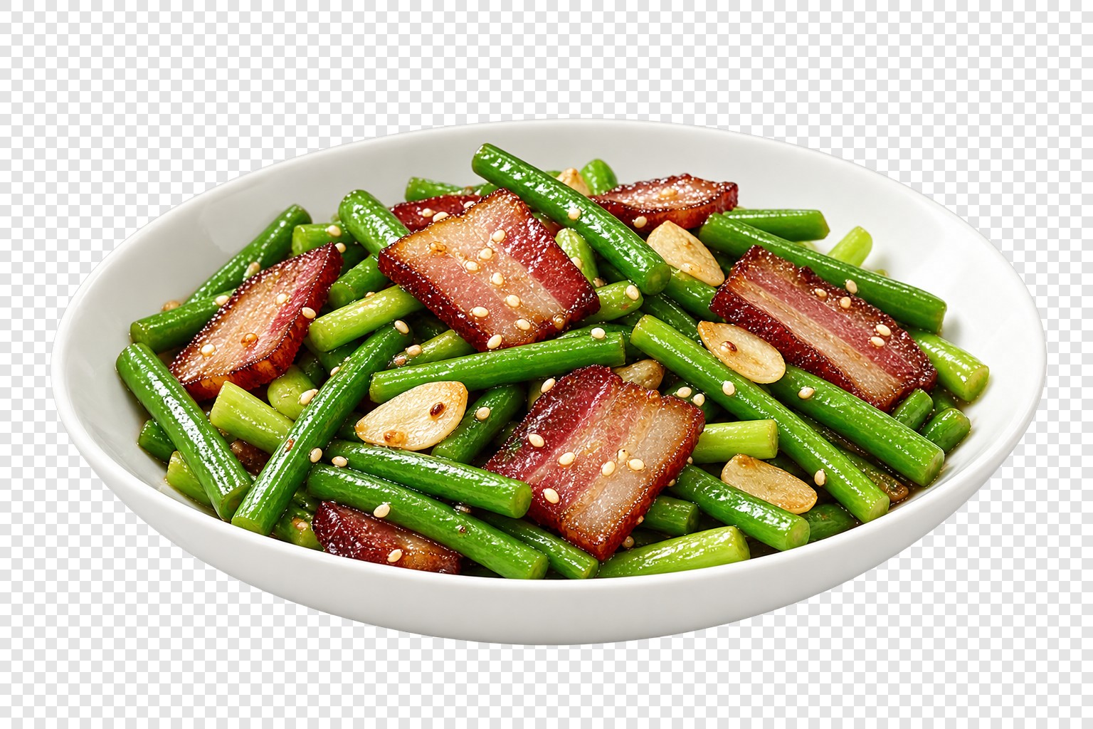 腊肉炒豆角家常菜美食素材