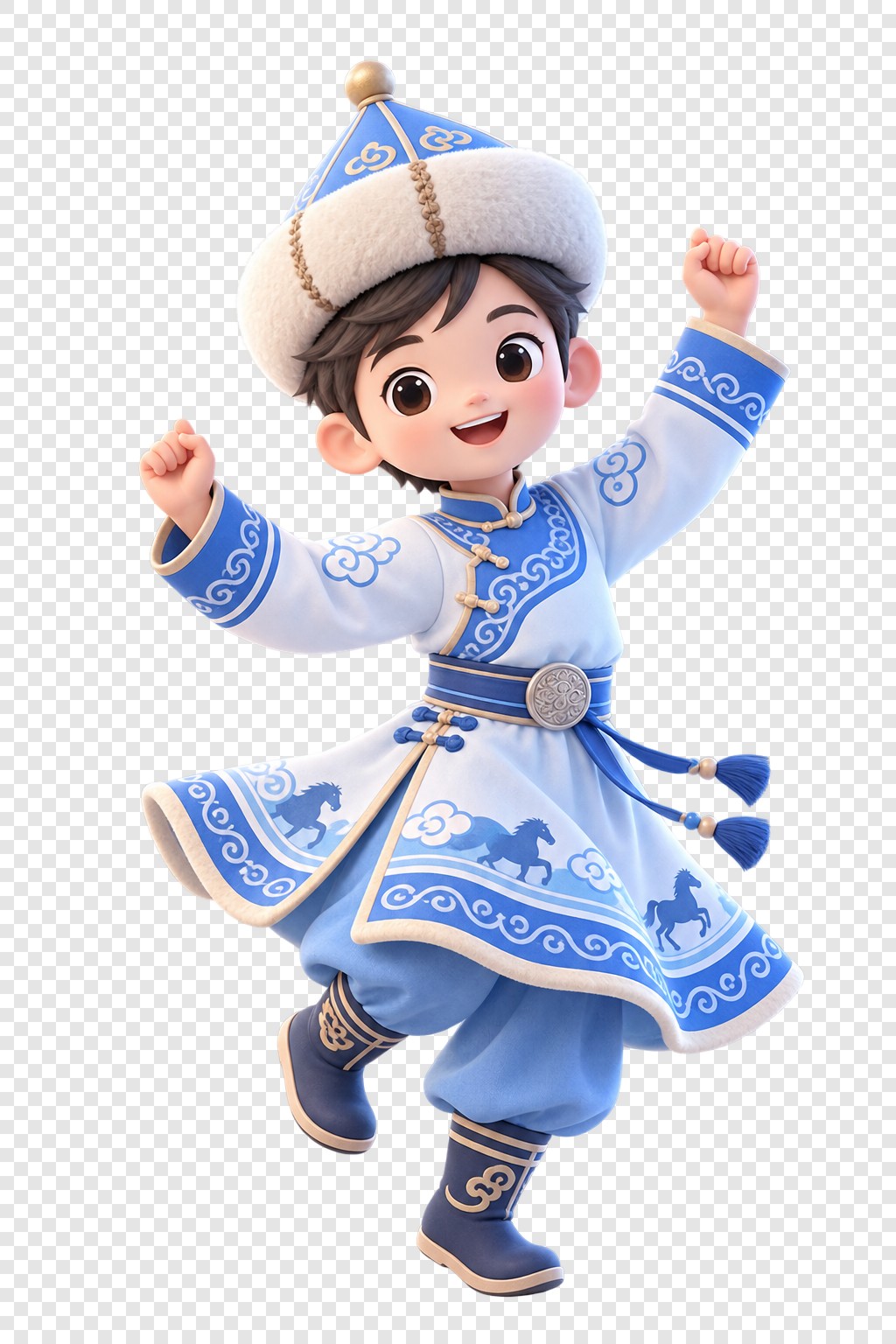 蓝白民族舞童