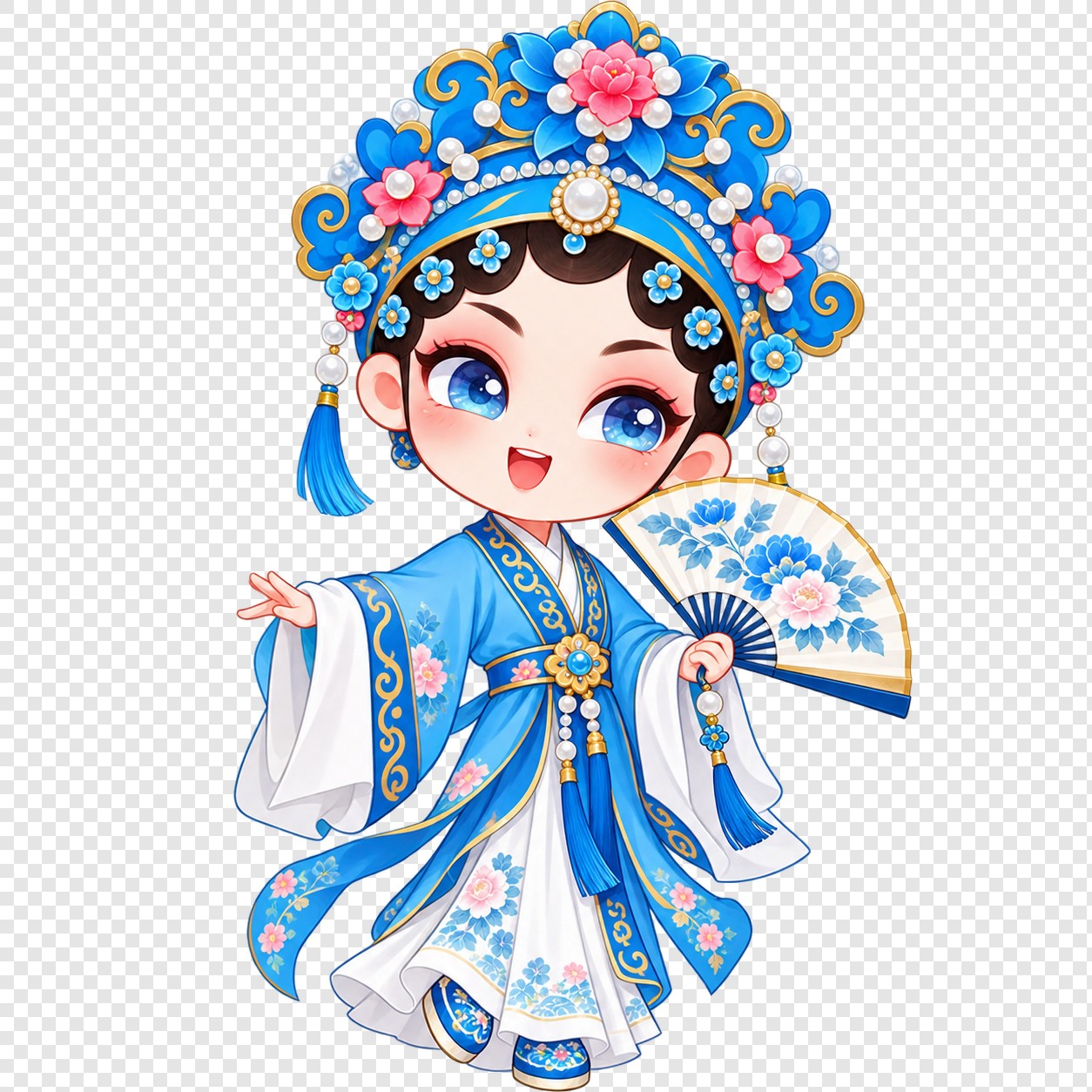 蓝衣戏曲花旦人物