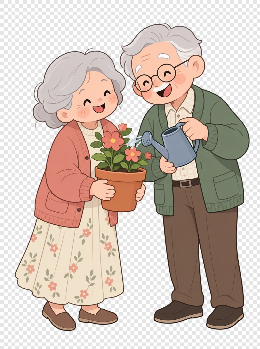 银发夫妻共育花