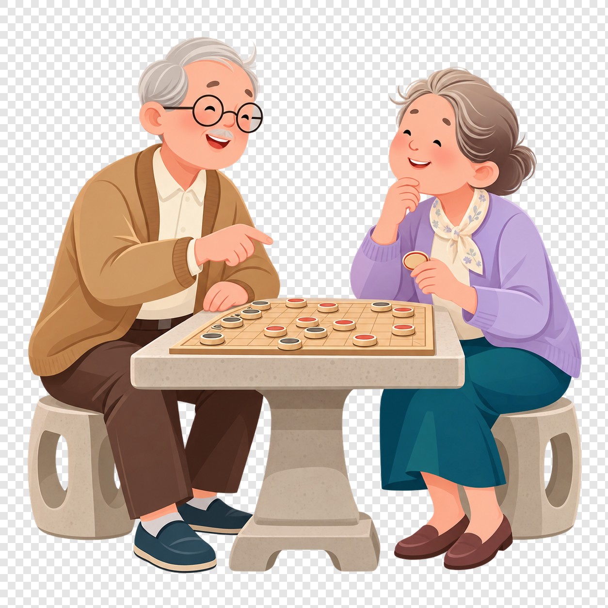 银发夫妻对弈