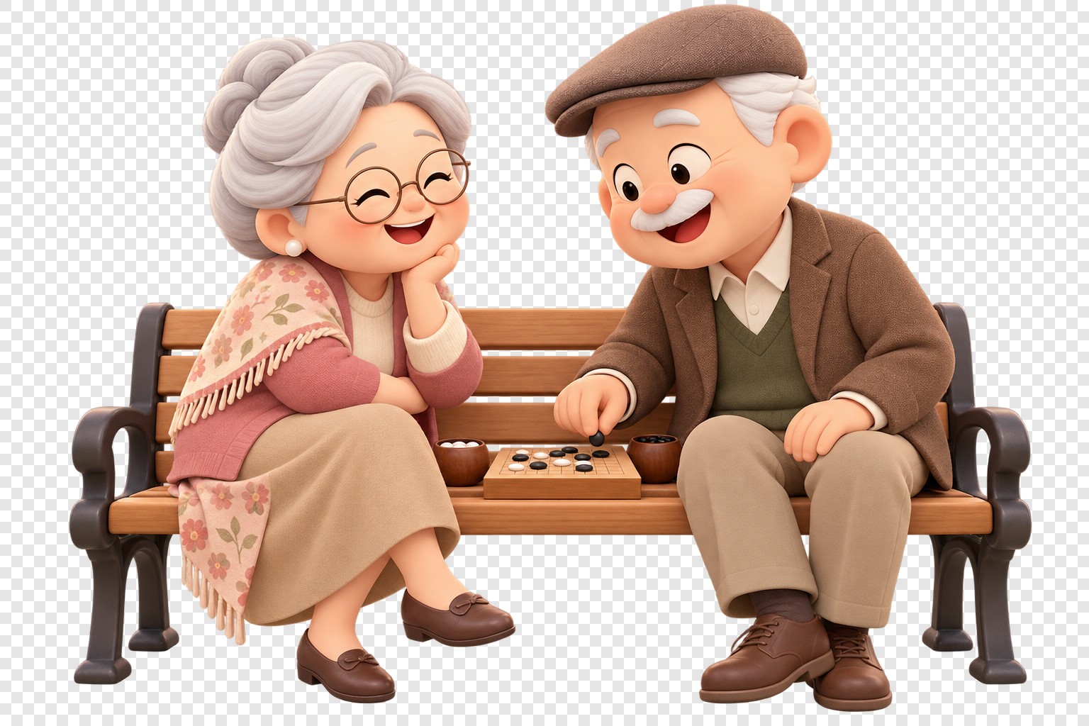 长椅棋局相伴