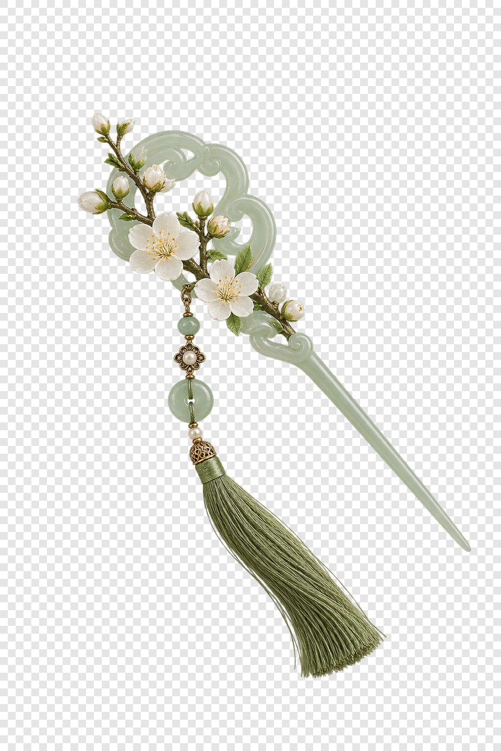 青玉梅枝发簪